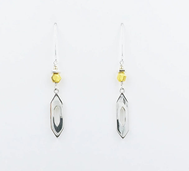Sterling Silver and 22K Gold Vermeil Hexagon Earrings