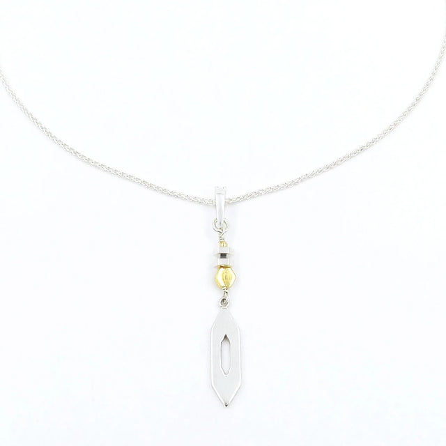 Sterling Silver and Gold Vermeil Hexagon Pendant Necklace