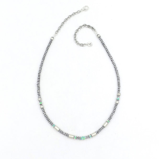 Opal Hematine Silver Necklace