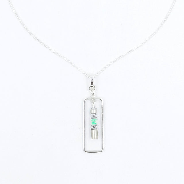 Opal and Silver Pendant Necklace