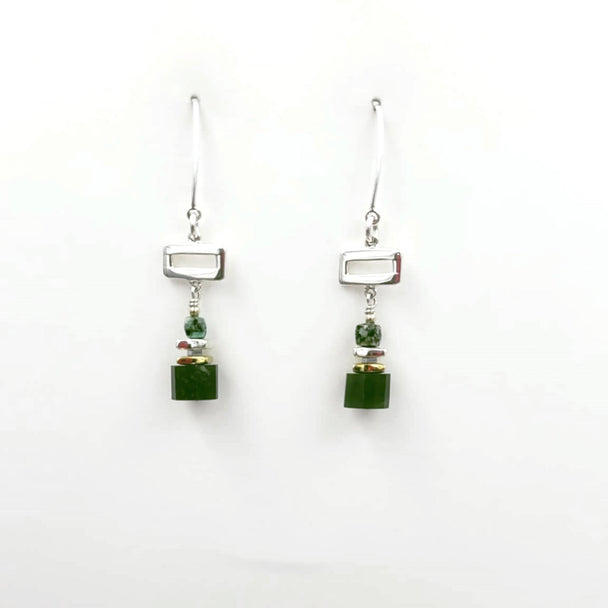Nephrite Jade and Turquoise Earrings