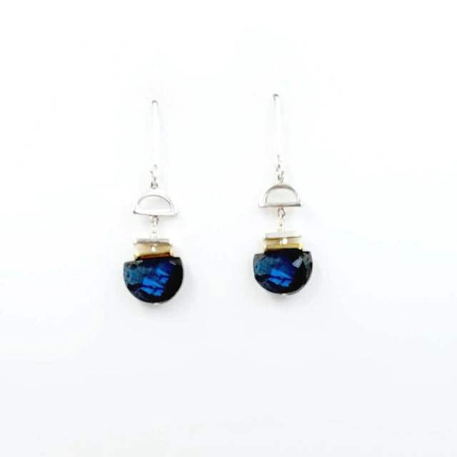 Labradorite Semi-Circle Earrings
