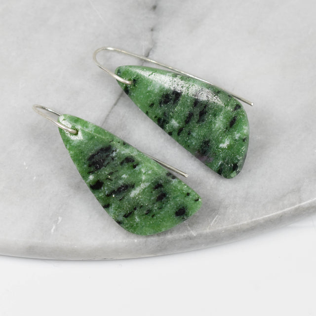 Zoisite and Silver Earrings