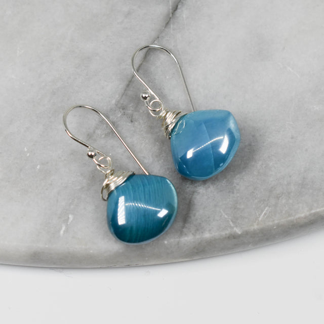 Top Wrapped Blue "Moonstone" Earrings