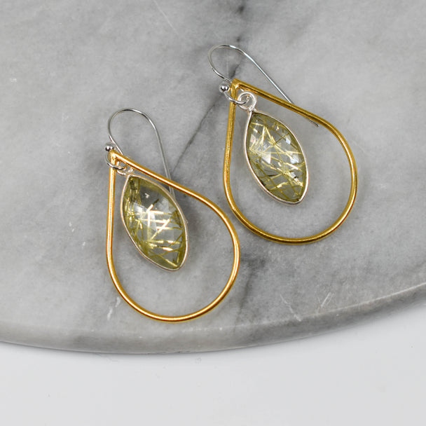 Gold Rutilated Quartz Earrings