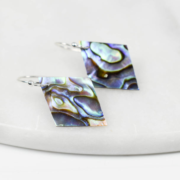 Sterling Silver Geometric Paua Earrings