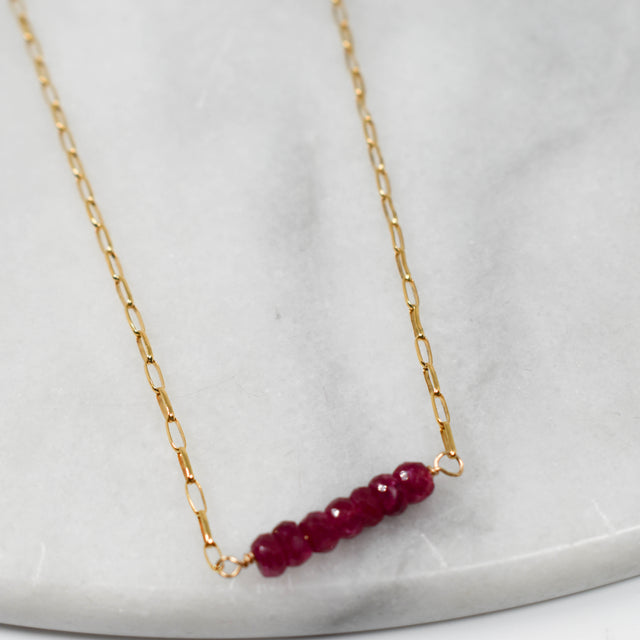 Simple Ruby and Gold Fill Necklace