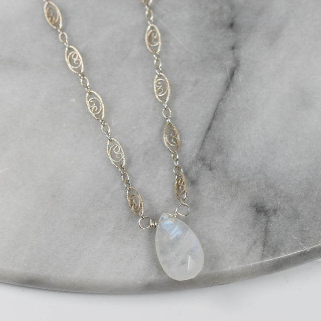 Moonstone and Scroll Necklace