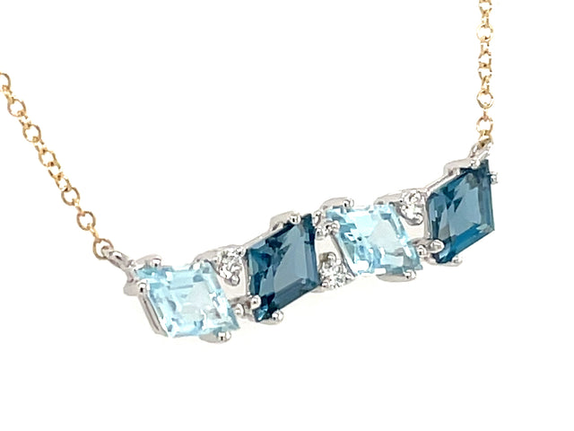 Blue Topaz and Diamond Bar Necklace