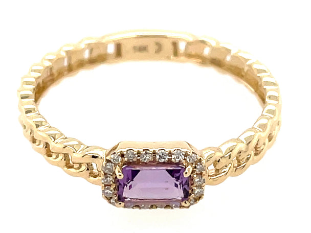 Amethyst and Diamond Halo Ring