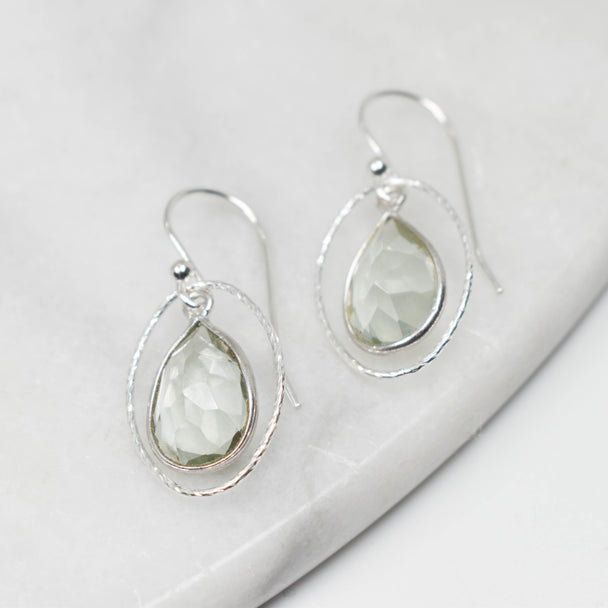 Green Onyx and Silver Earrings