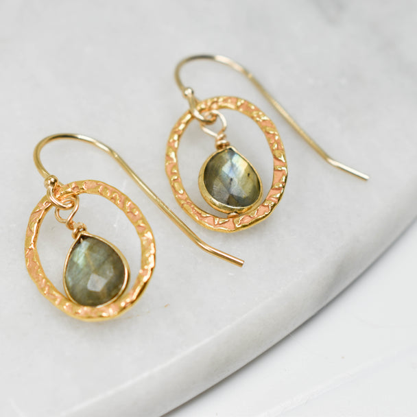 14K Gold Fill Labradorite Earrings