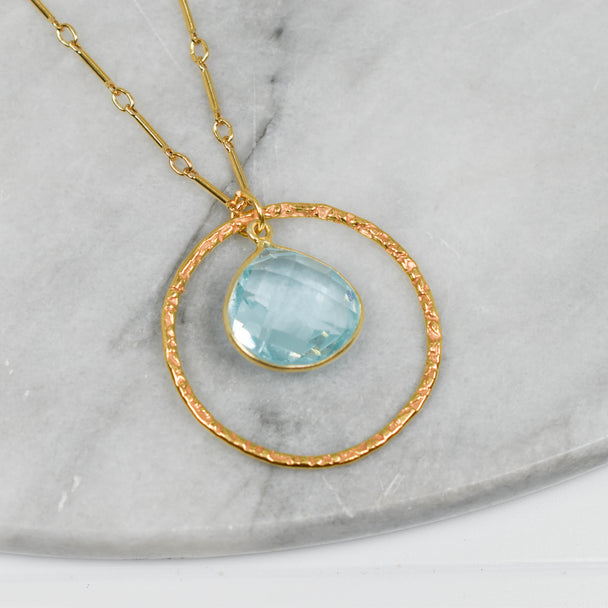 14K Gold Fill and Blue Topaz Necklace