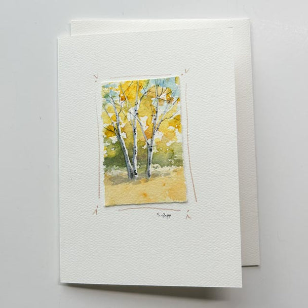 Birches Hand-Painted Card
