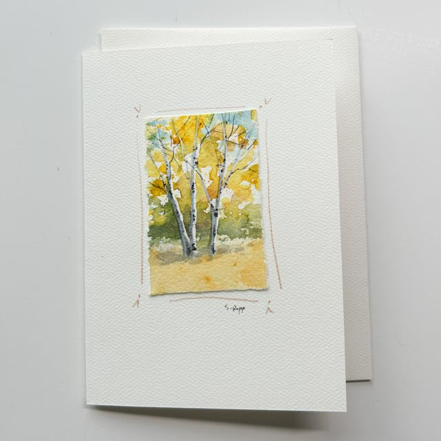 Birches Hand-Painted Card
