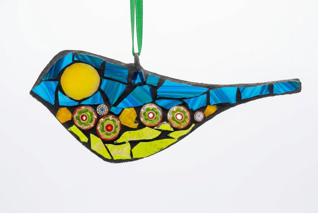 Blue Sky Bird Mosaic Ornament