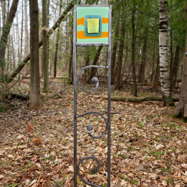 Lime and Orange Dichroic Garden Stake