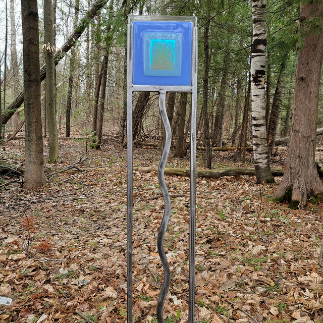 Blue Dichroic Garden Stake