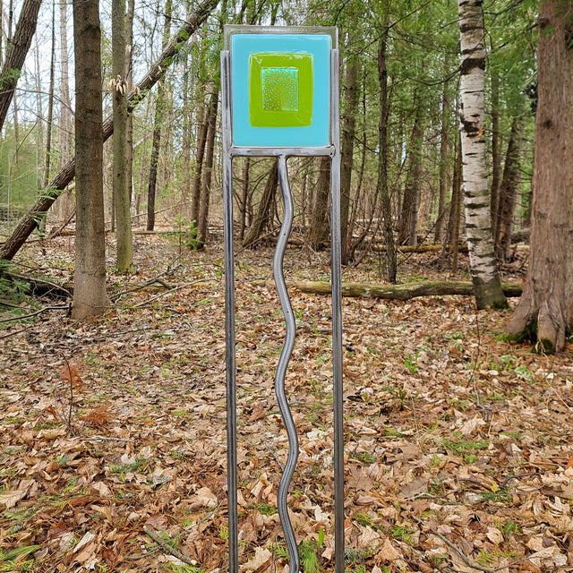 Blue and Green Dichroic Garden Stake
