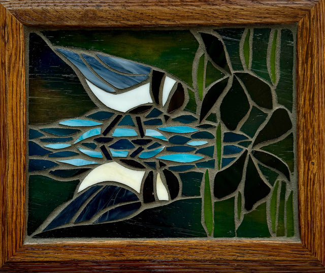 Chickadee Reflection Mosaic Window