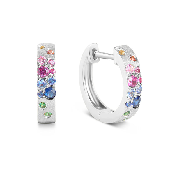 Rainbow Sapphire Huggie Earrings