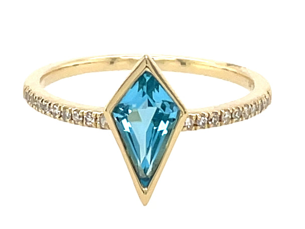London Blue Topaz Trapezoid and Diamond Ring