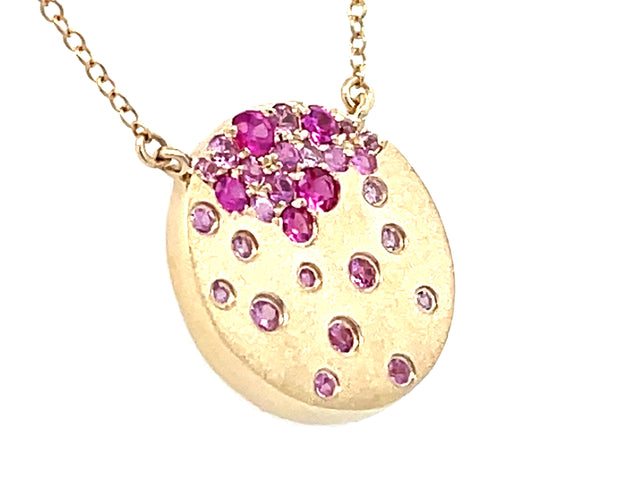 Pink Sapphire and Ruby Disc Necklace