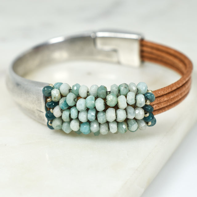 Peruvian Opal and Grandidierite Bracelet