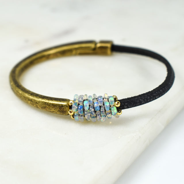 Ethiopian Opal and Gold Pyrite Bracelet