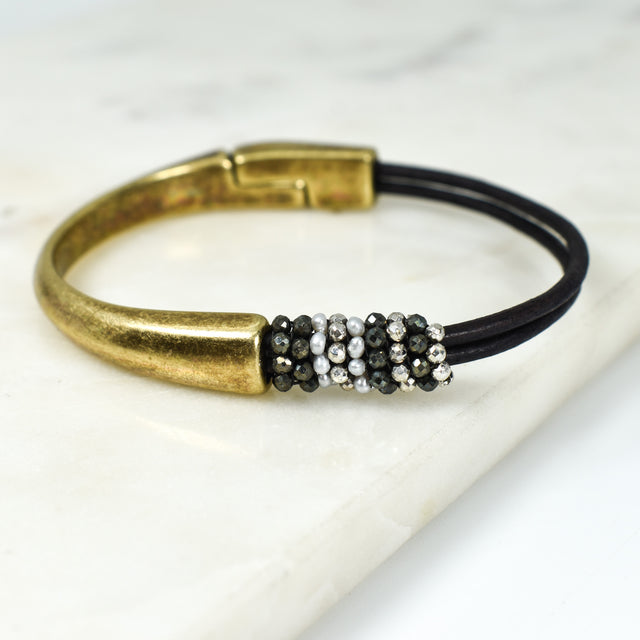 Pyrite and Fresh Water Pearl Bracelet