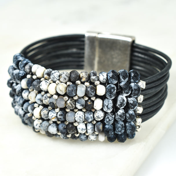 Black Spinel and Dendrite Opal Bracelet