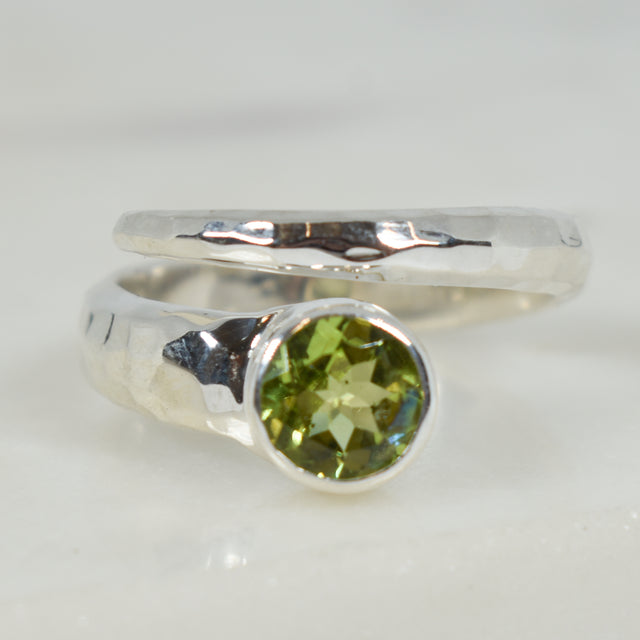Peridot and Sterling Silver Wrap Adjustable Ring