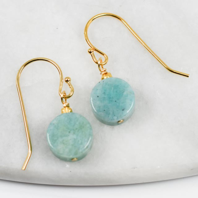 Amazonite Coin Earrings