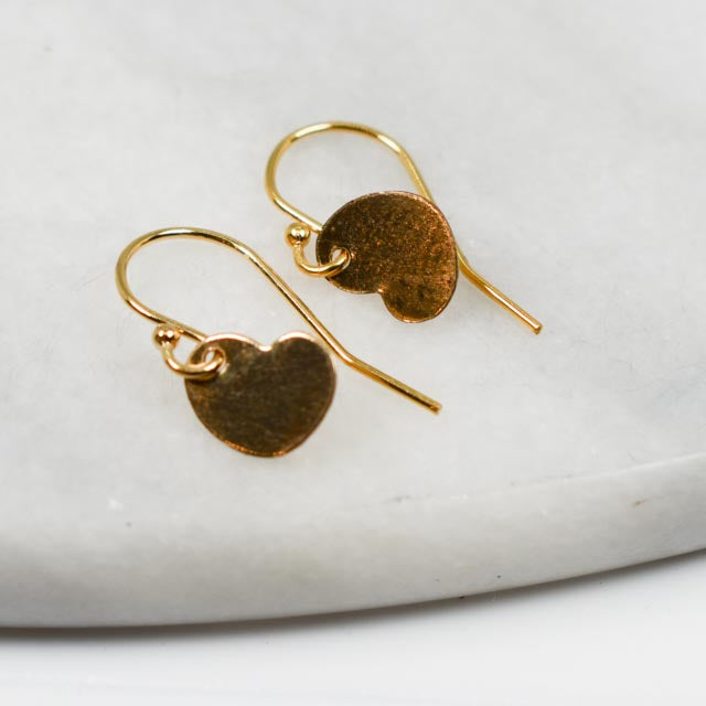 Tiny Gold Fill Heart Dangle Earrings