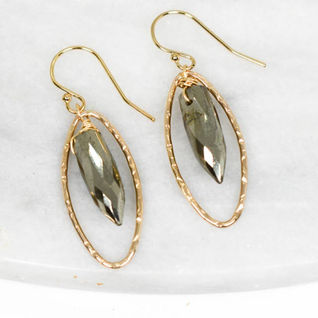 Pyrite and Gold Fill Earrings