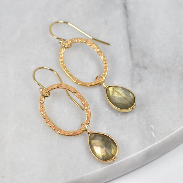 Gold and Labradorite Earrings