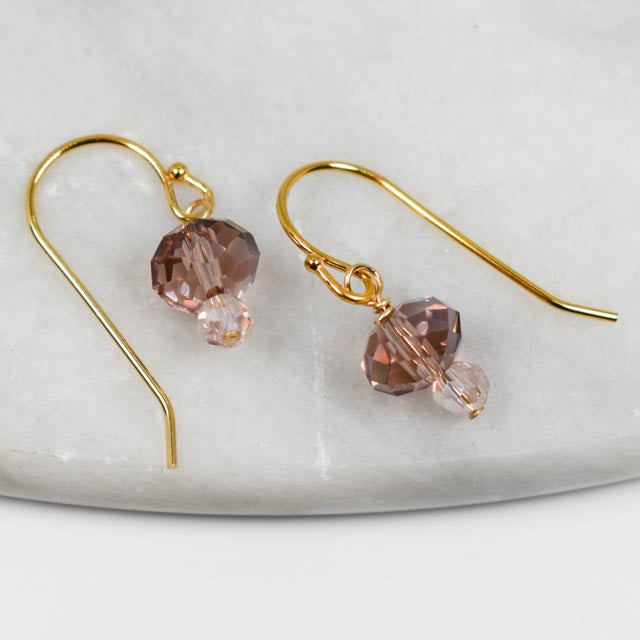 Rose Crystal Gold Earrings