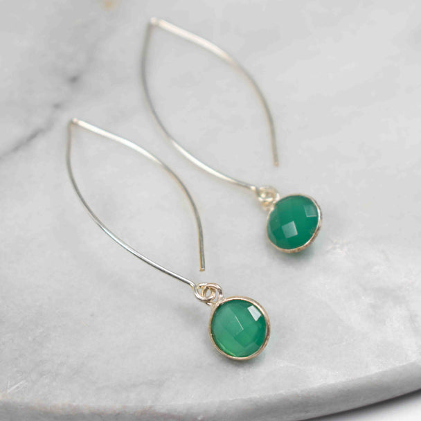 Aventurine And Sterling Silver Long Drop Earrings