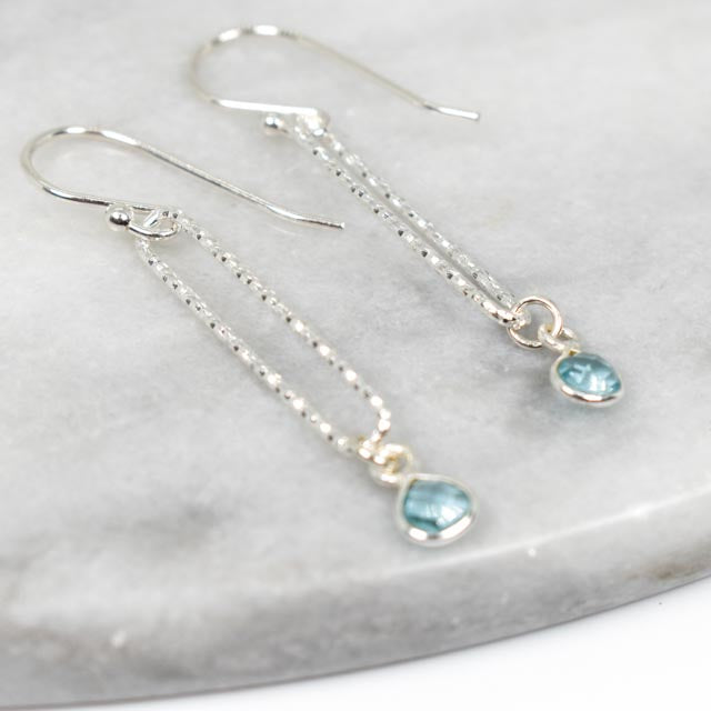 Blue Topaz and Silver Paperclip Earrings