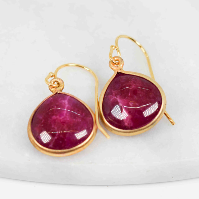 Ruby and Gold Fill Earrings