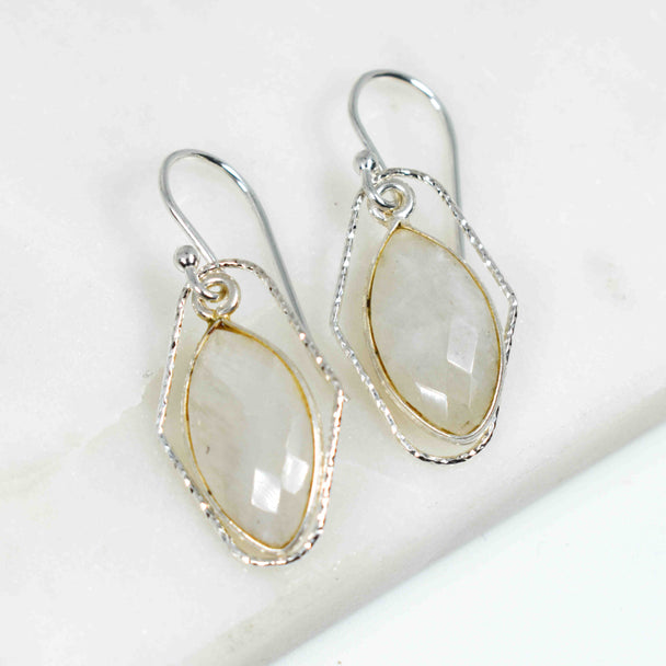 Sterling Silver and Marquis Moonstone Earrings