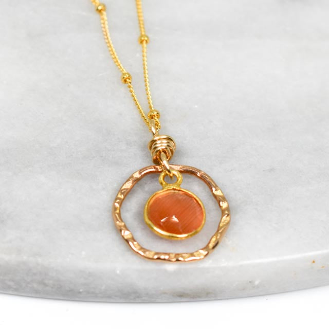 Carnelian and Gold Fill Hexagon Necklace