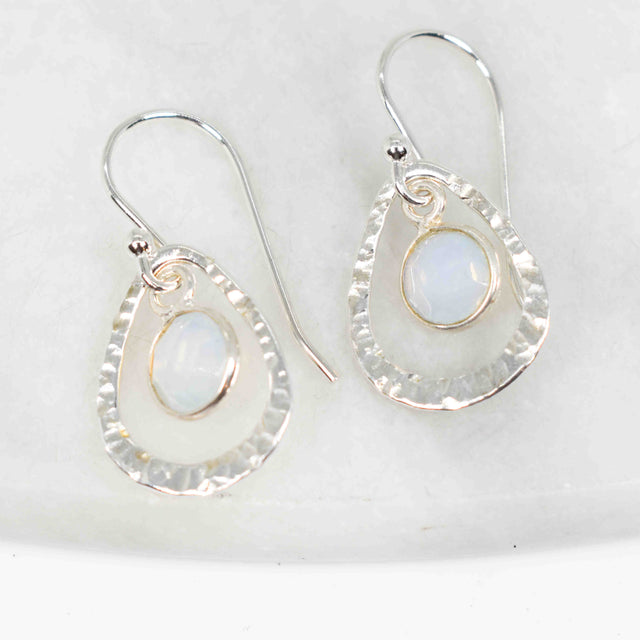 Moonstone and Sterling Silver Pear Earrings