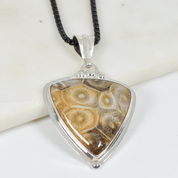 Coral Fossil Pendant Necklace