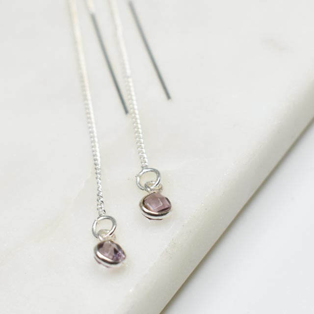 Amethyst Silver Threader Earrings