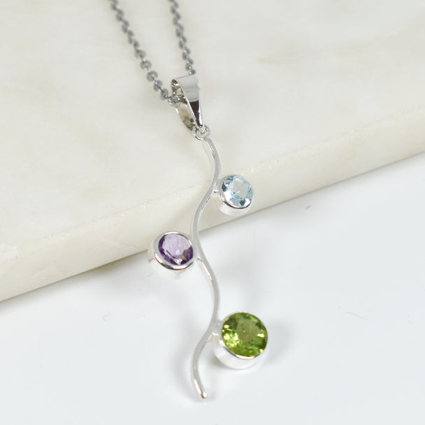 Three Stone Pendant Necklace
