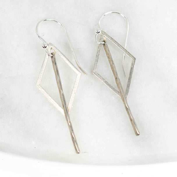 Sterling Silver Kite and Stick Earrings