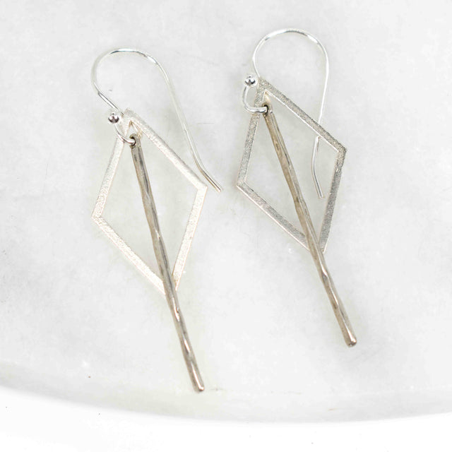Sterling Silver Kite and Stick Earrings