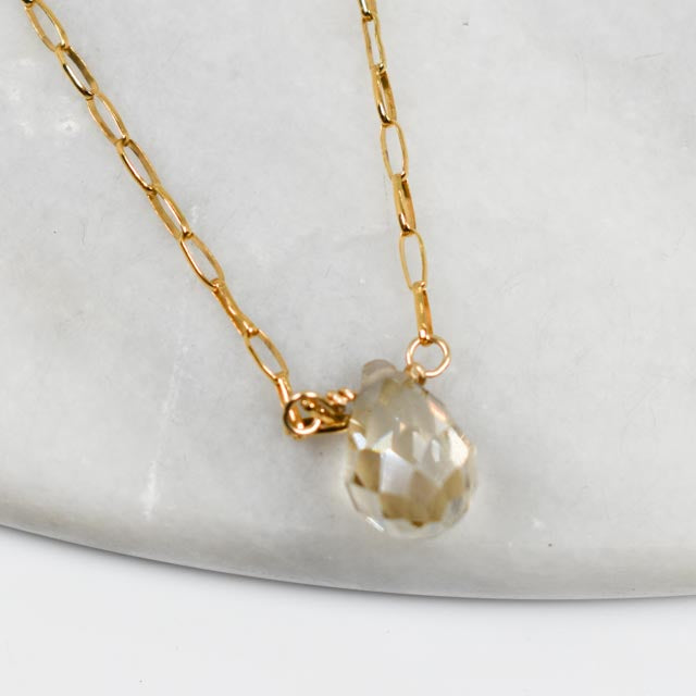 Faceted Quartz and Gold Fill Necklace