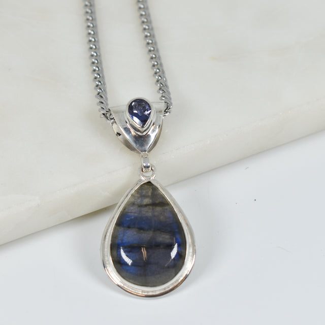 Labradorite and Iolite Pendant Necklace
